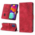 For Samsung Galaxy F62 / M62 Skin-feel Embossed Leather Phone Case(Red) - 1