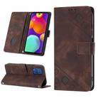 For Samsung Galaxy F62 / M62 Skin-feel Embossed Leather Phone Case(Brown) - 1