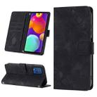 For Samsung Galaxy F62 / M62 Skin-feel Embossed Leather Phone Case(Black) - 1