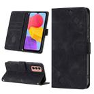 For Samsung Galaxy M13 Global Skin-feel Embossed Leather Phone Case(Black) - 1