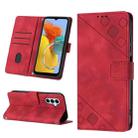 For Samsung Galaxy M14 5G Skin-feel Embossed Leather Phone Case(Red) - 1