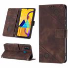 For Samsung Galaxy M30s / M21 Skin-feel Embossed Leather Phone Case(Brown) - 1