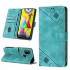 For Samsung Galaxy M31 / F41 / M21s Skin-feel Embossed Leather Phone Case(Green) - 1