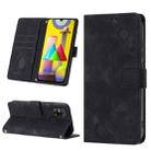 For Samsung Galaxy M31 / F41 / M21s Skin-feel Embossed Leather Phone Case(Black) - 1