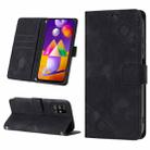 For Samsung Galaxy M31s Skin-feel Embossed Leather Phone Case(Black) - 1