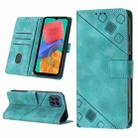 For Samsung Galaxy M33 5G Global Skin-feel Embossed Leather Phone Case(Green) - 1