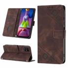 For Samsung Galaxy M51 Skin-feel Embossed Leather Phone Case(Brown) - 1