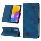 For Samsung Galaxy M52 5G Skin-feel Embossed Leather Phone Case(Blue) - 1