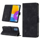 For Samsung Galaxy M52 5G Skin-feel Embossed Leather Phone Case(Black) - 1