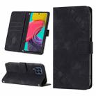 For Samsung Galaxy M53 5G Skin-feel Embossed Leather Phone Case(Black) - 1