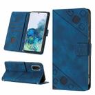 For Samsung Galaxy S20 Skin-feel Embossed Leather Phone Case(Blue) - 1