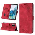 For Samsung Galaxy S20 Skin-feel Embossed Leather Phone Case(Red) - 1