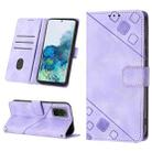 For Samsung Galaxy S20+ Skin-feel Embossed Leather Phone Case(Light Purple) - 1