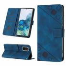 For Samsung Galaxy S20+ Skin-feel Embossed Leather Phone Case(Blue) - 1