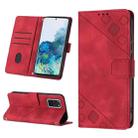 For Samsung Galaxy S20+ Skin-feel Embossed Leather Phone Case(Red) - 1