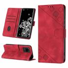 For Samsung Galaxy S20 Ultra Skin-feel Embossed Leather Phone Case(Red) - 1