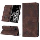 For Samsung Galaxy S20 Ultra Skin-feel Embossed Leather Phone Case(Brown) - 1