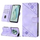 For Honor Magic5 Pro Skin-feel Embossed Leather Phone Case(Light Purple) - 1