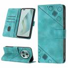 For Honor Magic5 Pro Skin-feel Embossed Leather Phone Case(Green) - 1