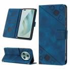 For Honor Magic5 Pro Skin-feel Embossed Leather Phone Case(Blue) - 1