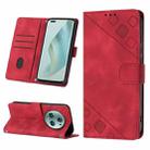 For Honor Magic5 Pro Skin-feel Embossed Leather Phone Case(Red) - 1