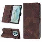 For Honor Magic5 Pro Skin-feel Embossed Leather Phone Case(Brown) - 1