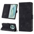 For Honor Magic5 Pro Skin-feel Embossed Leather Phone Case(Black) - 1