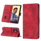 For Realme C55 Skin-feel Embossed Leather Phone Case(Red) - 1