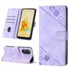 For OPPO Reno8 T 4G Foreign Skin-feel Embossed Leather Phone Case(Light Purple) - 1