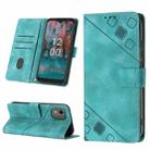 For Nokia C12 Skin-feel Embossed Leather Phone Case(Green) - 1