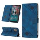For Nokia C12 Skin-feel Embossed Leather Phone Case(Blue) - 1