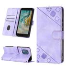 For Nokia C02 Skin-feel Embossed Leather Phone Case(Light Purple) - 1