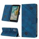 For Nokia C02 Skin-feel Embossed Leather Phone Case(Blue) - 1