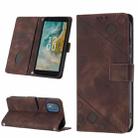 For Nokia C02 Skin-feel Embossed Leather Phone Case(Brown) - 1