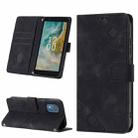 For Nokia C02 Skin-feel Embossed Leather Phone Case(Black) - 1