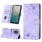 For Nokia C32 Skin-feel Embossed Leather Phone Case(Light Purple) - 1