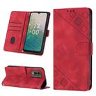 For Nokia C32 Skin-feel Embossed Leather Phone Case(Red) - 1