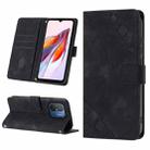 For Xiaomi Poco C55 / Redmi 12C / 11A Skin-feel Embossed Leather Phone Case(Black) - 1