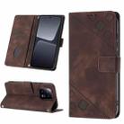 For Xiaomi 13 Skin-feel Embossed Leather Phone Case(Brown) - 1