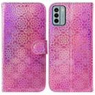 For Nokia G22 Colorful Magnetic Buckle Leather Phone Case(Pink) - 1