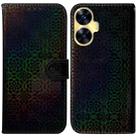 For Realme C55 Colorful Magnetic Buckle Leather Phone Case(Black) - 1