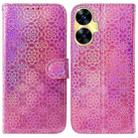 For Realme C55 Colorful Magnetic Buckle Leather Phone Case(Pink) - 1
