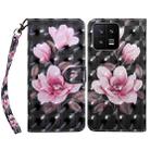 For Xiaomi 13 3D Painted Pattern Leather Phone Case(Pink Flower) - 1
