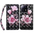 For Xiaomi 13 Pro 3D Painted Pattern Leather Phone Case(Pink Flower) - 1