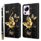 For Xiaomi 13 Lite 3D Painted Pattern Leather Phone Case(Golden Butterfly) - 1