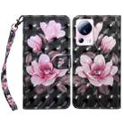 For Xiaomi 13 Lite 3D Painted Pattern Leather Phone Case(Pink Flower) - 1