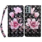 For Nokia G22 3D Painted Pattern Leather Phone Case(Pink Flower) - 1