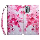 For Nokia G22 3D Painted Pattern Leather Phone Case(Red Flower) - 1