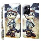 For Xiaomi Redmi Note 12 4G Global 3D Painted Pattern Leather Phone Case(Naughty Cat) - 1