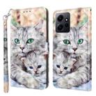 For Xiaomi Redmi Note 12 4G Global 3D Painted Pattern Leather Phone Case(Two Loving Cats) - 1